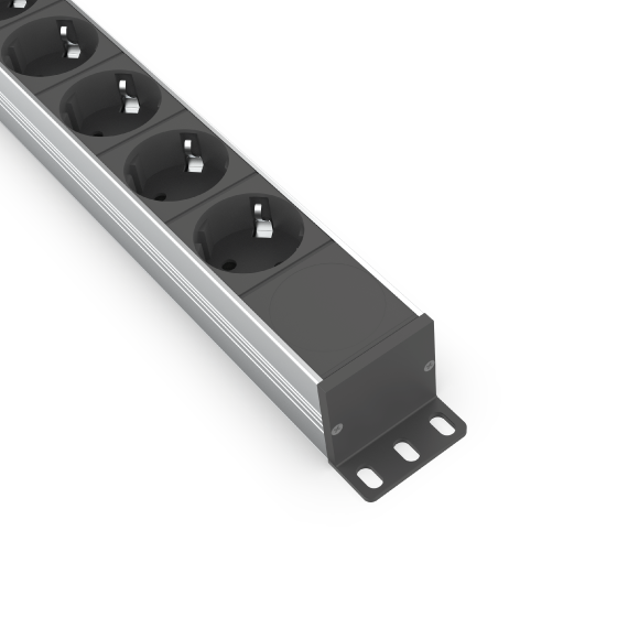 1U Aluminium Power Strip Schuko / UPS
