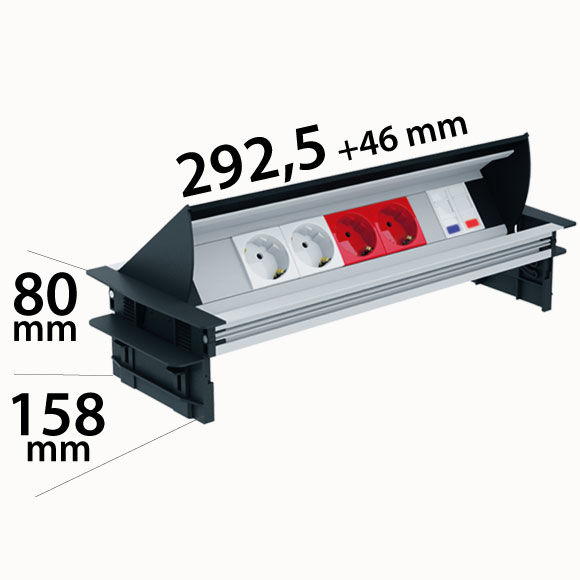 2 Schuko+ 2 UPS + 1 Cat6 + 1 Cat3 