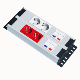 2 Schuko + 2 UPS  + 2 Cat6 + 2 Cat 