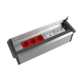 Fırçalı Bas-Aç Çerçevesi FPF 06 -U100- 3 Şebeke +  1 Üniversal Priz  +2 adet  A/C USB Şarj