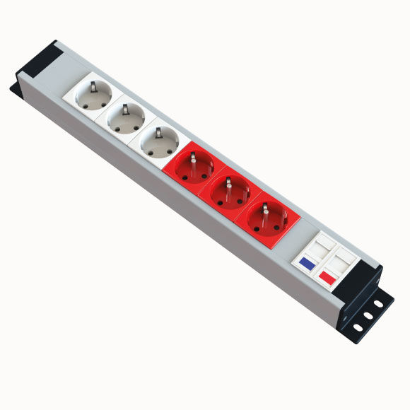 3 Schuko + 3 UPS + 1 Cat6 + 1 Cat3 