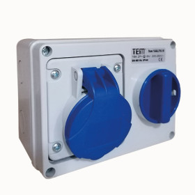 3x16 Horizontal Wall Mounting Socket IP44 Sockets with internal locked switches