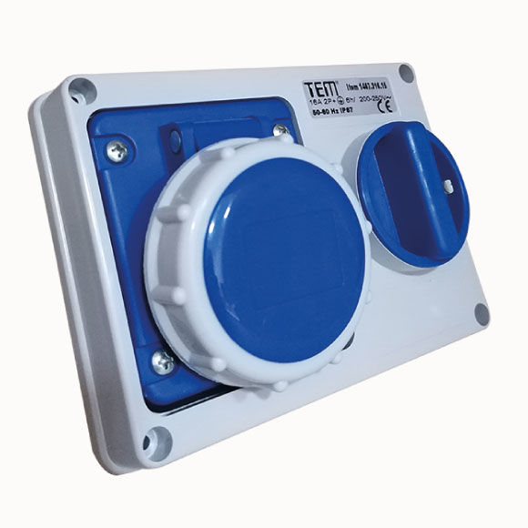 3x16 Pano Prizi Yatay Tip İP67-İçten Kilitli şalterli