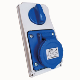 3x16 Vertical Panel Mounting Socket IP44 Sockets with internal locked switches 