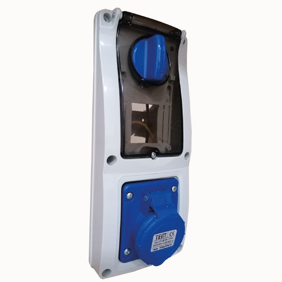 3x16 Vertical Panel Mounting Socket IP44 Sockets with internal locked switches 