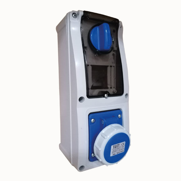 3x16 Vertical Wall Mounting Socket IP67 Sockets with internal locked switches 