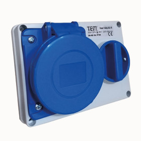 3x32 Horizontal Panel Mounting Socket IP44 Sockets with internal locked switches