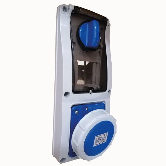 3x32 Vertical Panel Mounting Socket IP67 Sockets with internal locked switches 