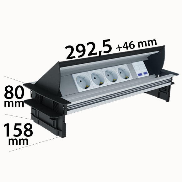 4 Schuko + 2 Cat 6 + Cable 