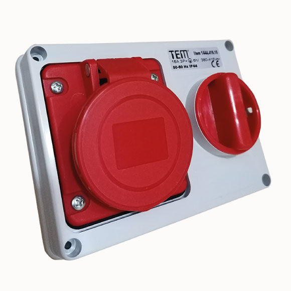 4x16 Horizontal Panel Mounting Socket IP44 Sockets with internal locked switches  - 1