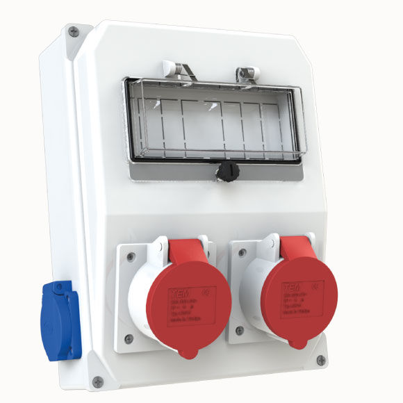 4x25A Socket IP44 2pcs + 1x16A Schuko Socket IP44 2pcs