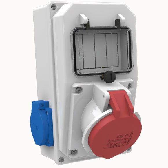 4x32A CEE Socket IP44 1pcs + 1x16 Schuko Socket IP44 2pcs