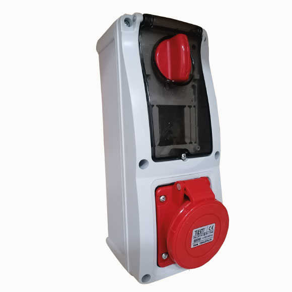 5x16 Sigortalı Duvar Prizi İP44 İçten Şalterli Sigortalı Dikey Tip 1644