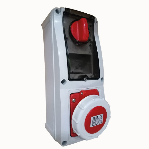 5x16 Vertical Wall Mounting Socket IP67 Sockets with internal locked switches 