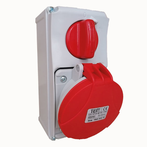 5x32 Vertical Wall Mounting Socket IP44 Sockets with internal locked switches 