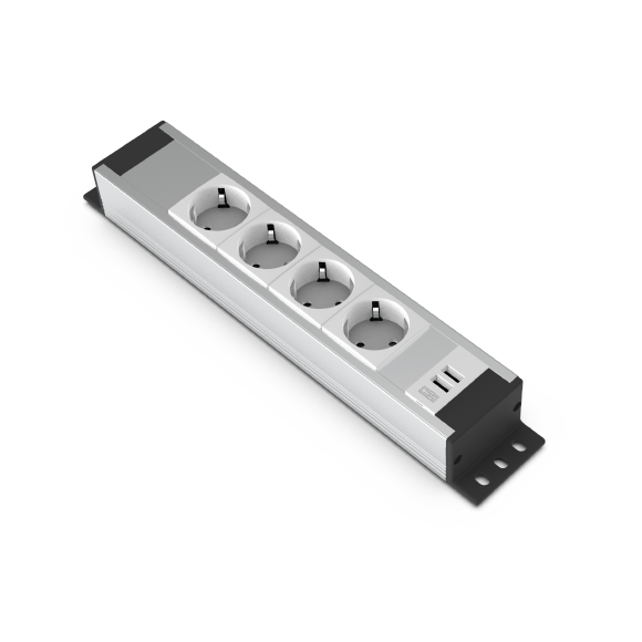 Alüminyum U42 - 4 Sebeke + 2'li USB Sarj