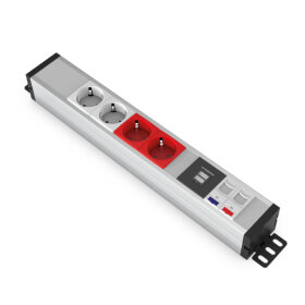 Alüminyum U52 -  2 Şebeke + 2 UPS+ USB Şarj + 1 Cat6 + 1 Cat3 - Kopya