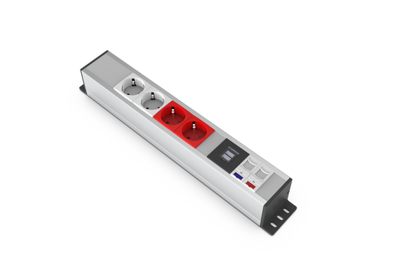 Alüminyum U62 - 2 Şebeke + 2 UPS+ USB Şarj + 1 Cat6 + 1 Cat3