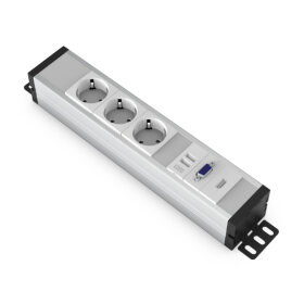Alüminyum U52 -  3 Şebeke + 1 VGA + 1 HDMI + 1 USB Şarj - Kopya