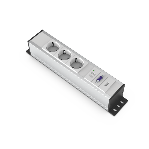 Alüminyum U62 - 3 Şebeke + 1 VGA + 1 HDMI + 1 USB Şarj