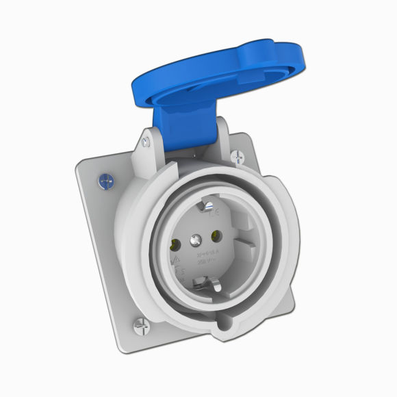 Angled Panel Mounting Socket IP44 