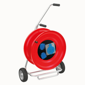 M130 Cable Reel with Metal Body 1(3x32A) CEE Socket + 2(1x16A) Panel Socket Wheeled Cable Reels