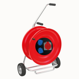 M130 Cable Reel with Metal Body 1(5x16A) CEE Socket + 2(1x16A) Panel Socket Wheeled Cable Reels