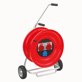 M130 Cable Reel with Metal Body 2(4x16A) CEE Socket + 1(1x16A) Panel Socket Wheeled Cable Reels