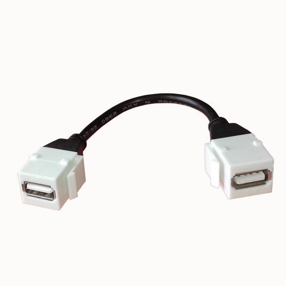 Standard A USB Connector Female-Female Keystone with cable 