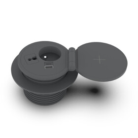 Tekli UPS Prizi + 1Ad. Tip A/C USB Şarj + Kablosuz Şarj + Kablo Geçiş Yuvası