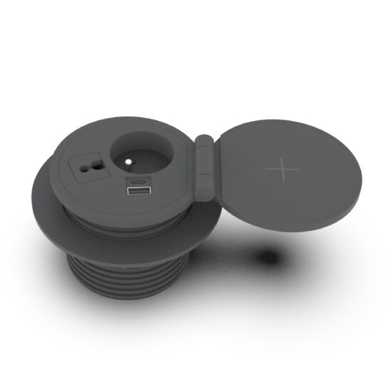 Tekli UPS Prizi + 1Ad. Tip A/C USB Şarj + Kablosuz Şarj + Kablo Geçiş Yuvası