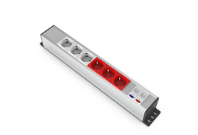 U62 Power Strip 3 Schuko + 3 UPS + 1 Cat6 + 1 Cat3  