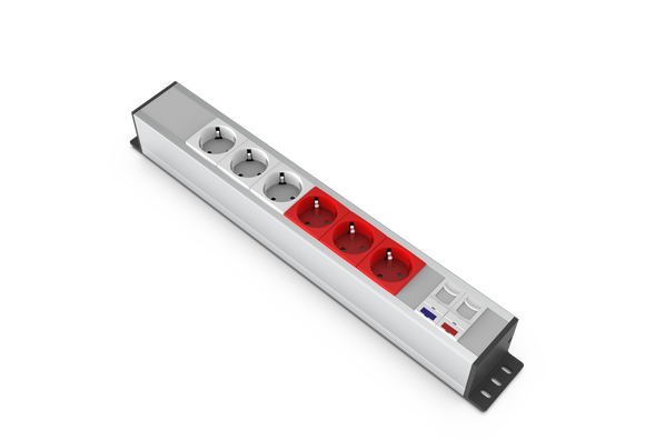 U62 Power Strip 3 Schuko + 3 UPS + 1 Cat6 + 1 Cat3 