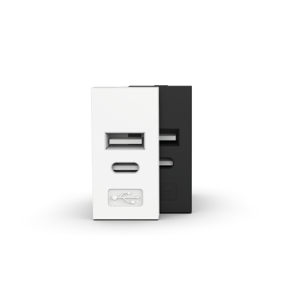 USB Şarj Cihazı 22.5x45 mm Tip A/C 2.1A