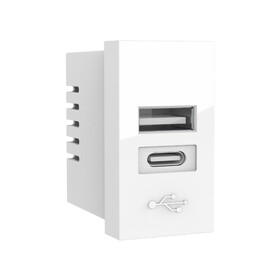 USB Şarj Cihazı Beyaz  22,5x45mm A/C 10W