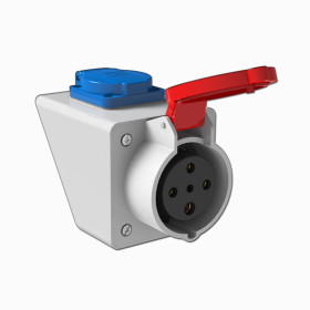 Wall Mounting Socket With Angled Box 3x32A + Schuko