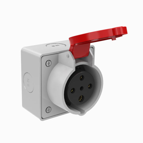 Wall Mounting Socket With Straight Box 3x32A 